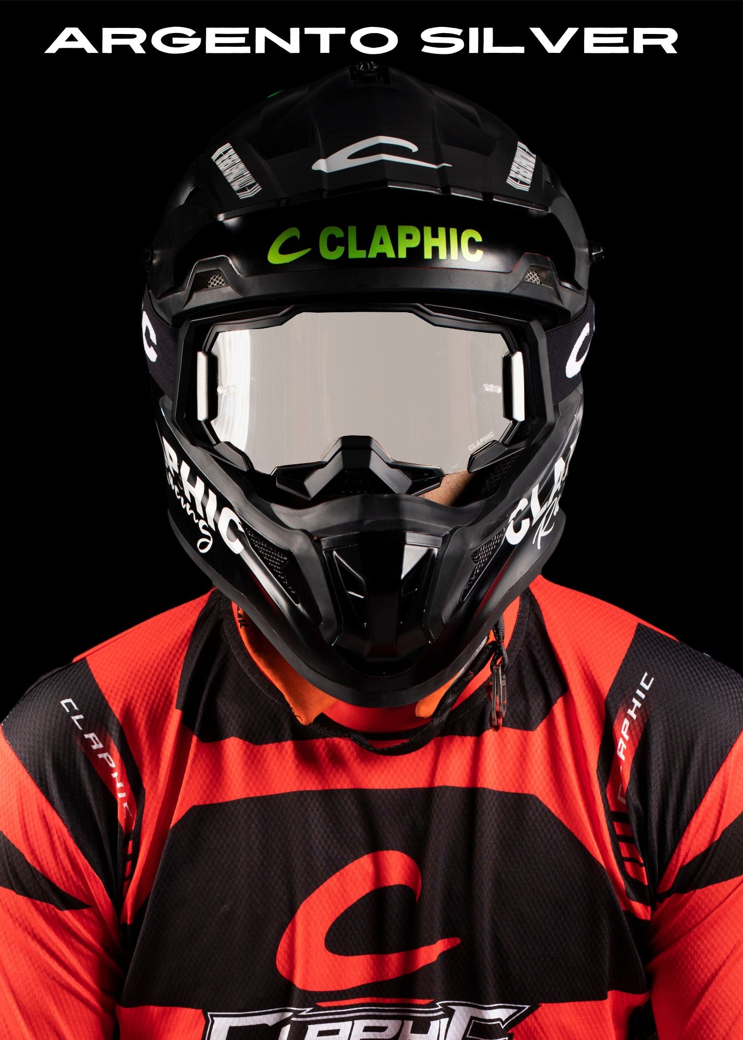 CLAPHIC ARGENTO SILVER Motocross Goggles – Dual Layered Anti-Fog Silver Mirror Lens